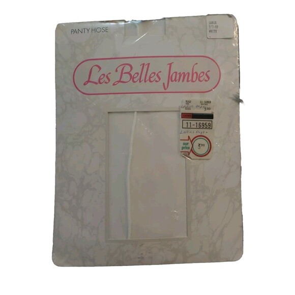 Les Belles Jambes Large White Pantyhose Seamed 5'7-UP Vintage Pinup Model - Picture 1 of 7